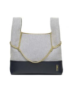 Hayward Linen and Leather New Chain Bag - Navy